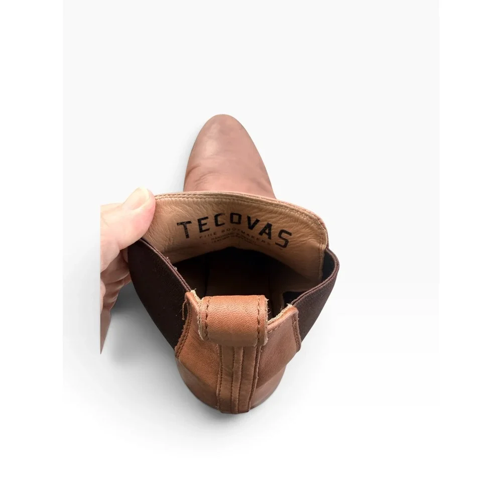 Tecovas The Chance Brown Leather Chelsea Boots Mens 10 D Round Toe Western Style